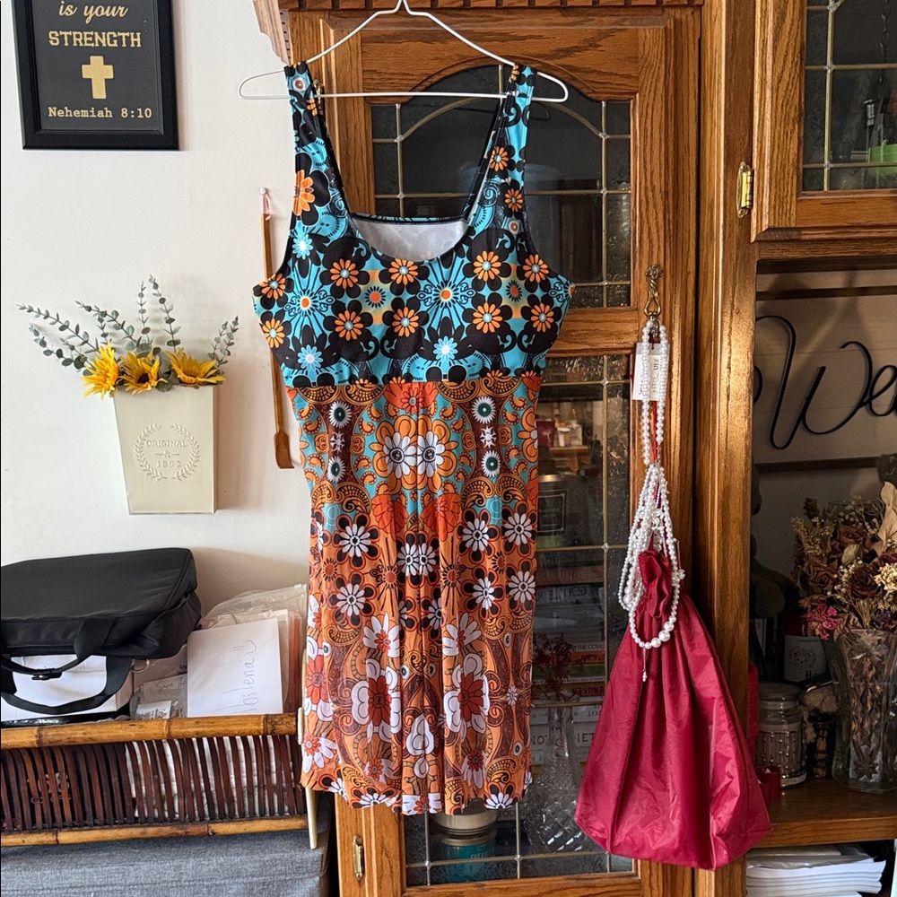 Floral One Piece Swimsuit Dress - Multicolor
